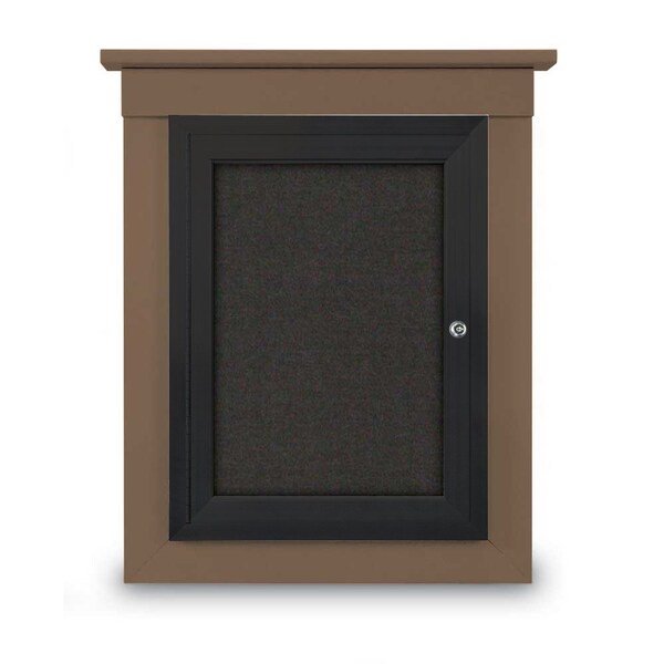 72"x36" 3-Door Enclosed Letterboard, Header, Blue Felt/Walnut